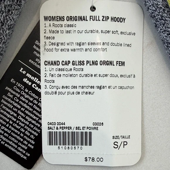 NWT Roots Salt & Pepper Full Zip Hoodie - Picture 9 of 13